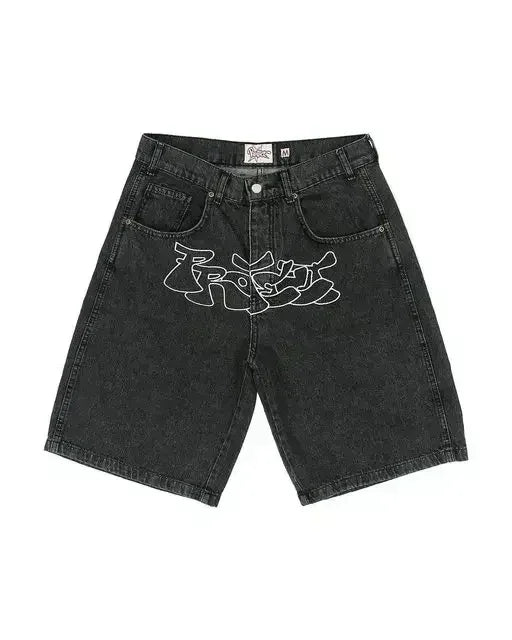 Streetwear Mens Womens Cross Rhinestone Denim Shorts Y2K Jeans Hip Hop Cross Sequins Vintage Baggy Gym Shorts Basketball Shorts