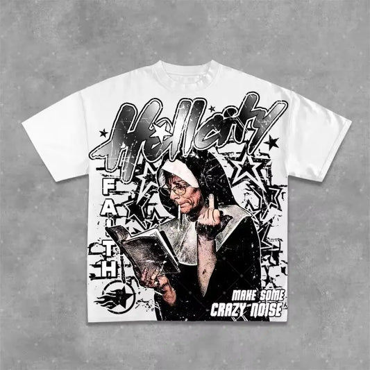 Funny New Print Graphic Design Cotton T-Shirt Men Women Short Sleeve American Hip Hop Y2K Top High Quality Crew Neck